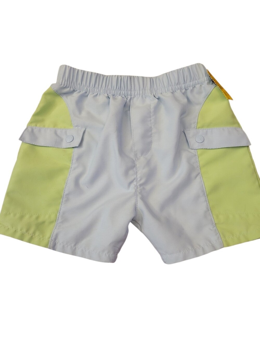 MiniClassix‎ Swim Trunks Light Blue & Lime Cargo Short Pockets Size 3 Months